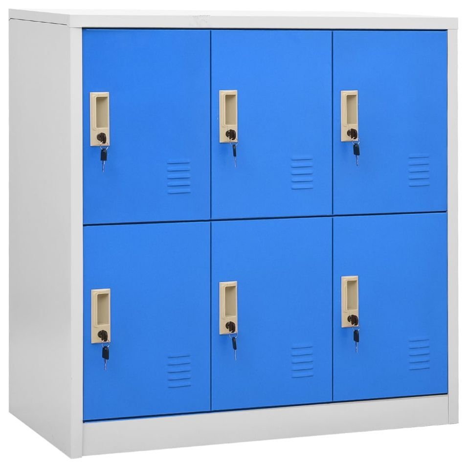 Armoire à 6 casiers Gris clair et bleu 90x45x92,5 cm Acier - Photo n°1