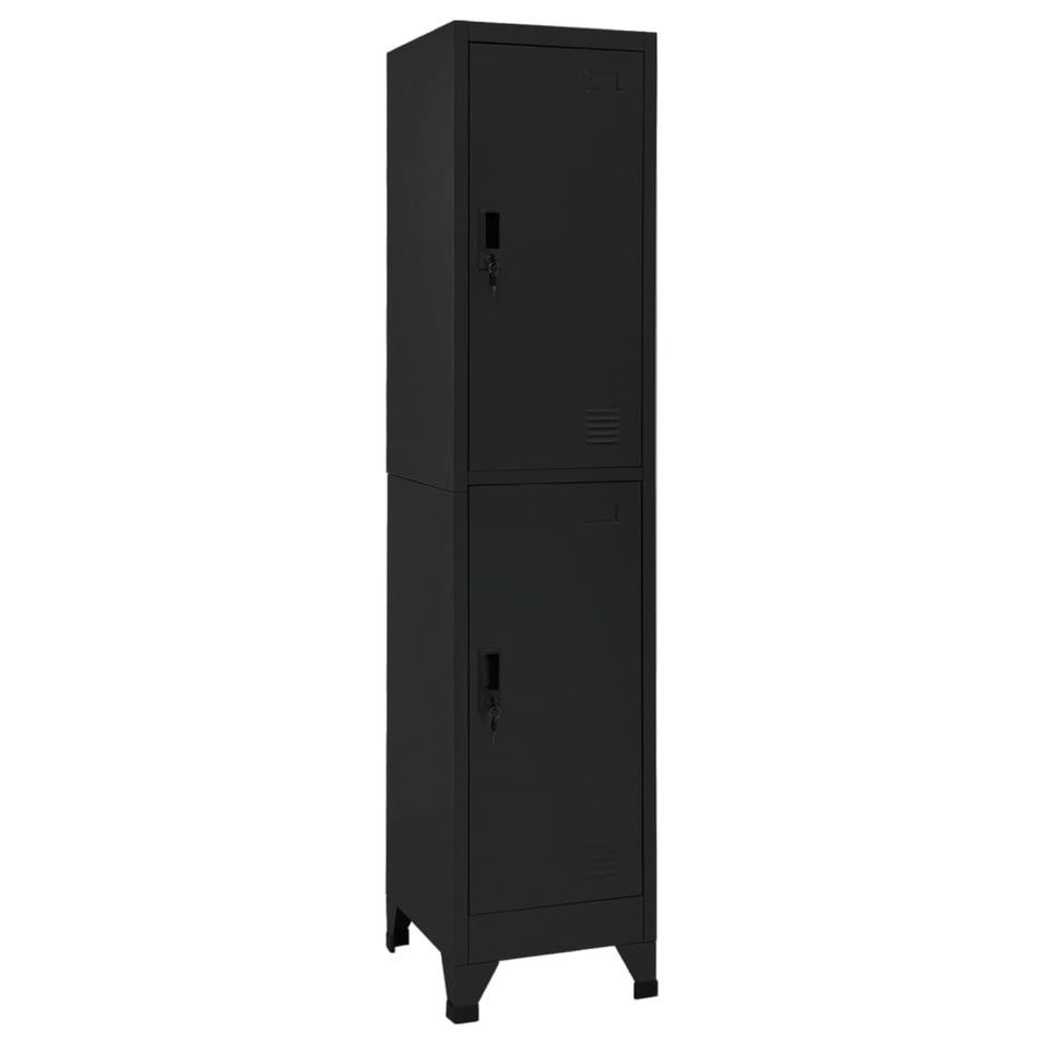 Armoire à casiers Noir 38x45x180 cm Acier 2 - Photo n°1