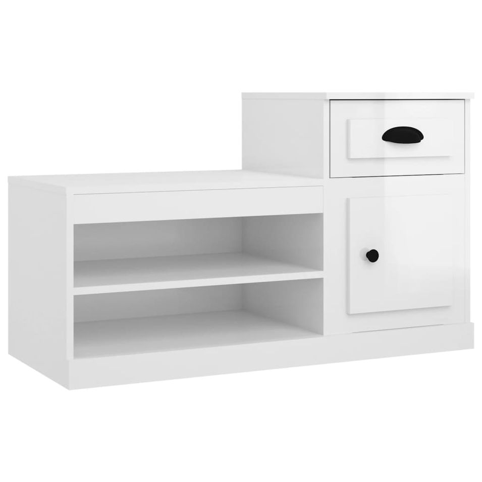 Armoire à chaussure blanc brillant 100x42x60 cm bois ingénierie - Photo n°1