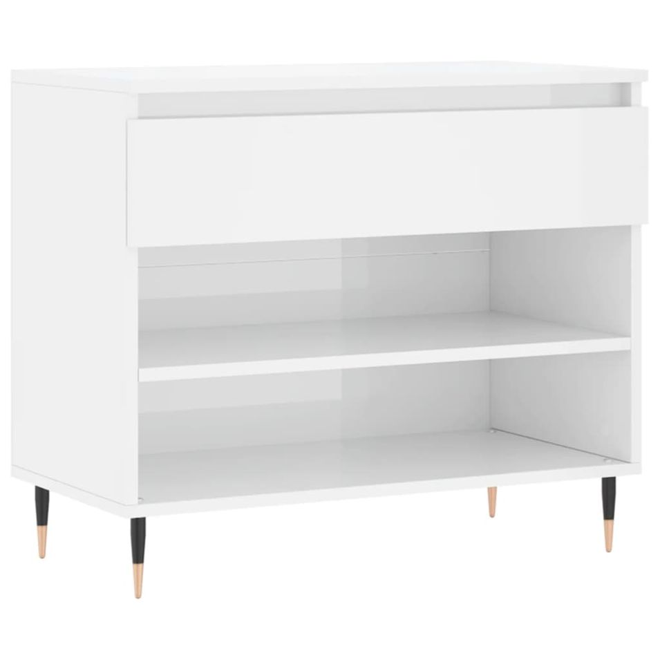 Armoire à chaussure Blanc brillant 70x36x60 cm Bois ingénierie - Photo n°1