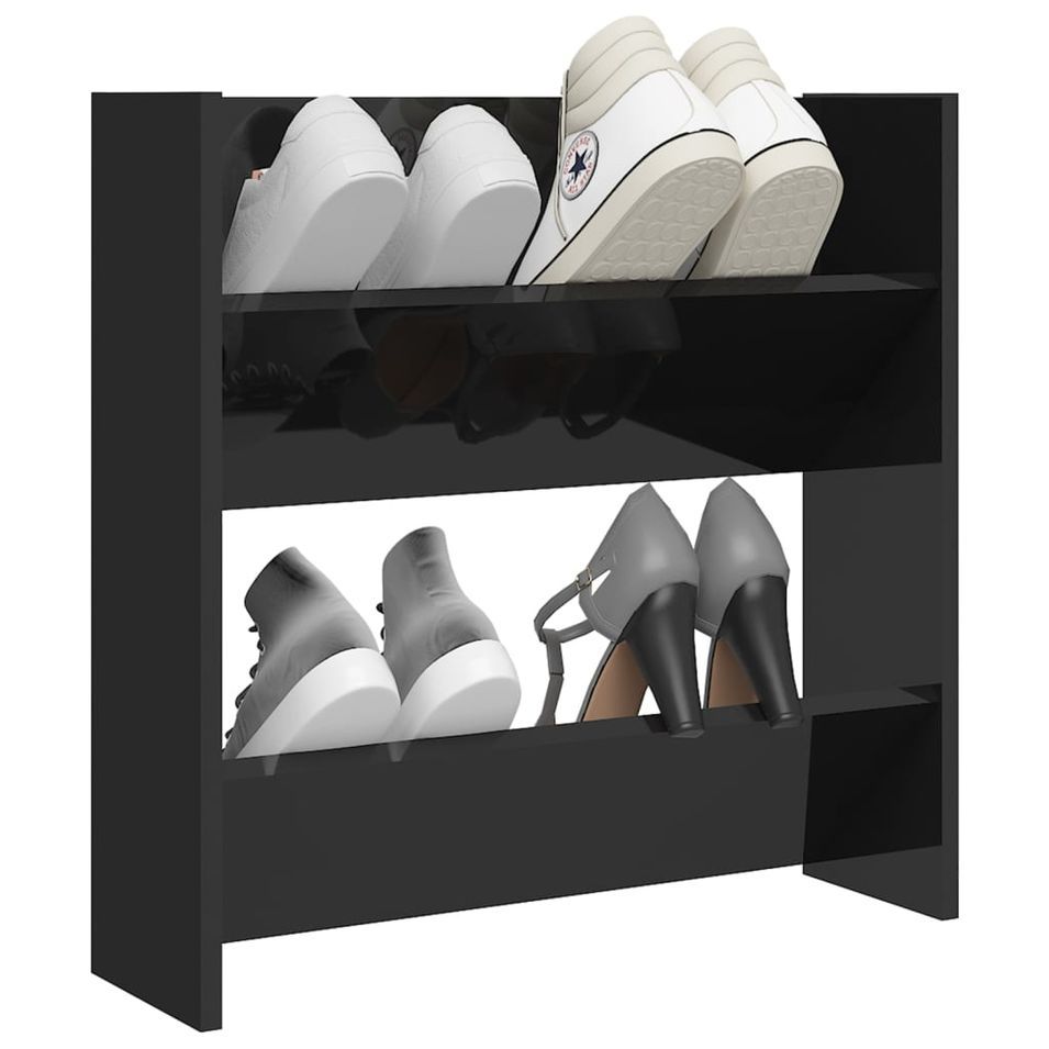 Armoire à chaussure murales Noir brillant 60x18x60 cm - Photo n°1