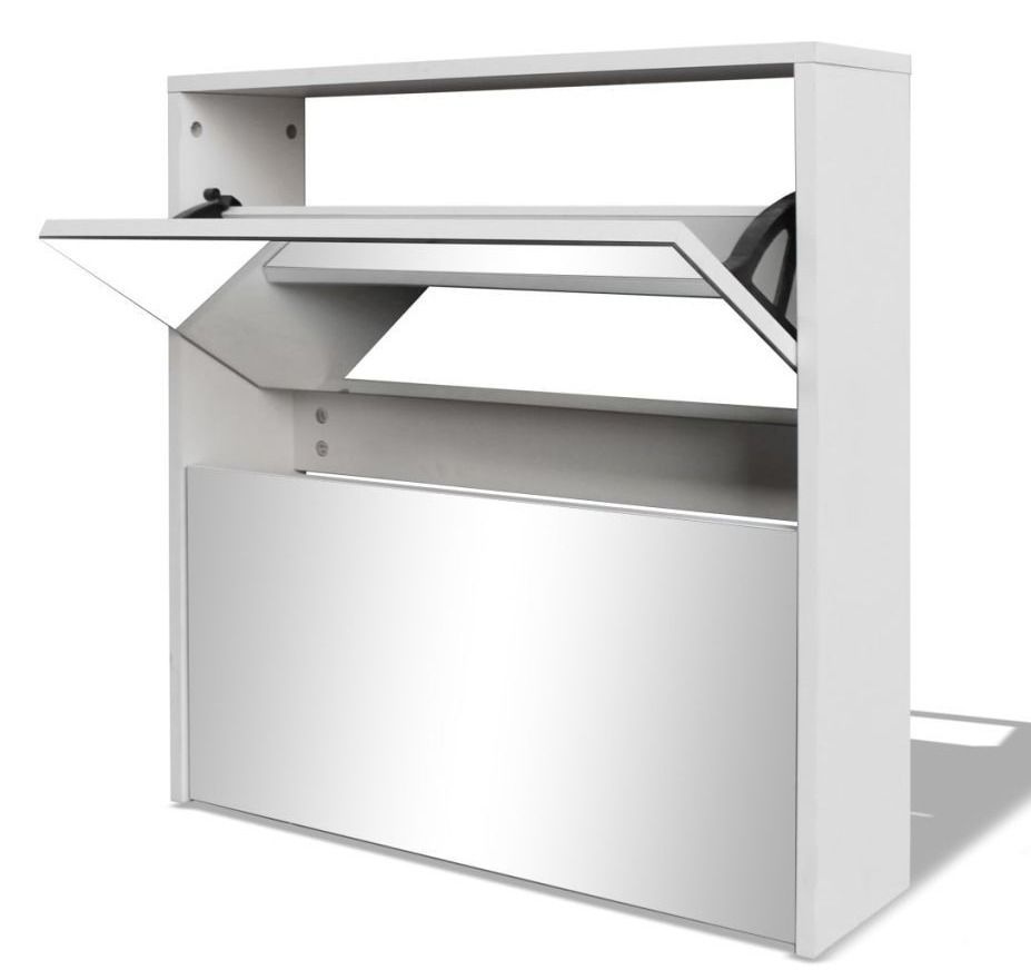Armoire à chaussures 2 portes rabattables avec miroir Ranka H 67 cm – Design moderne et élégant - Photo n°1