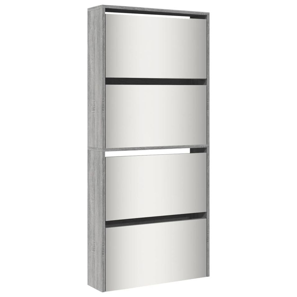 Armoire à chaussures 4 portes rabattables avec miroir Ranka H 134 cm – Design moderne et élégant - Photo n°1