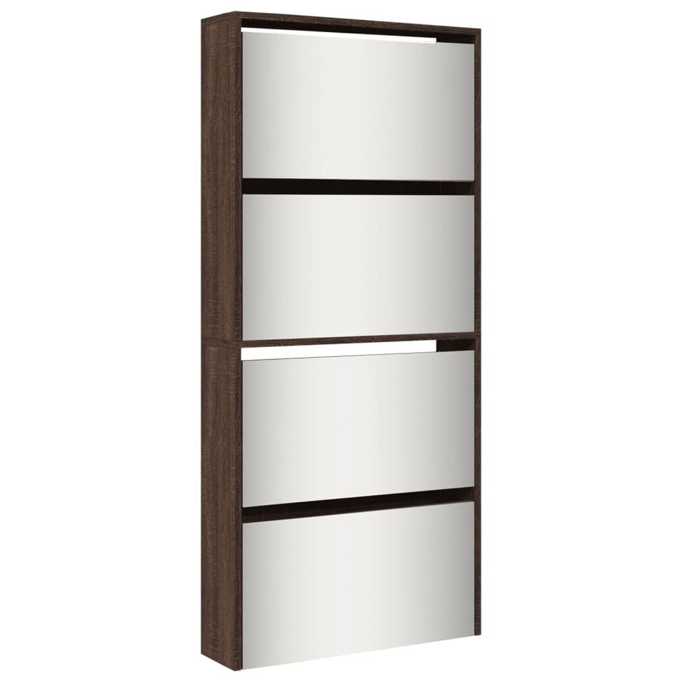 Armoire à chaussures 4 portes rabattables avec miroir Ranka H 134 cm – Design moderne et élégant - Photo n°1