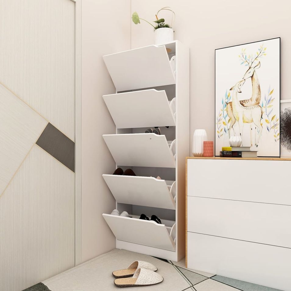 Armoire à chaussures 5 portes Blanc 59x24x167 cm - Photo n°1