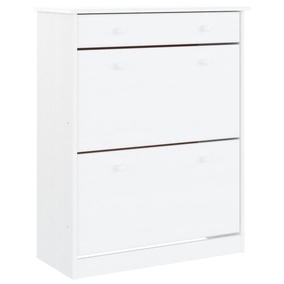 Armoire à chaussures ALTA blanc 77x35x96 cm bois massif de pin - Photo n°1