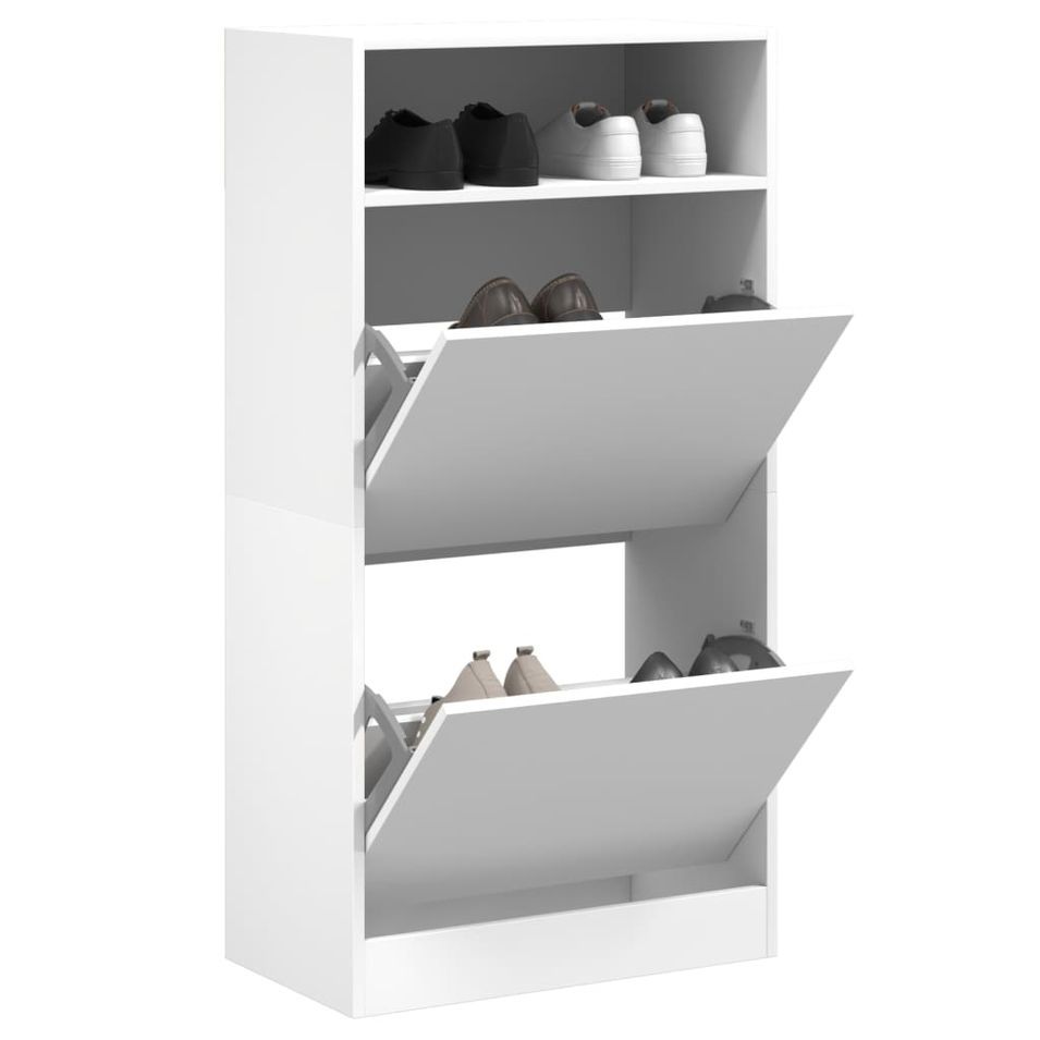 Armoire à chaussures blanc 60x34x116 cm bois d'ingénierie - Photo n°1
