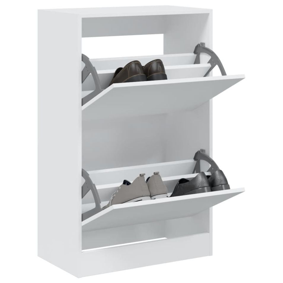 Armoire à chaussures blanc 60x34x96,5 cm bois d'ingénierie - Photo n°1