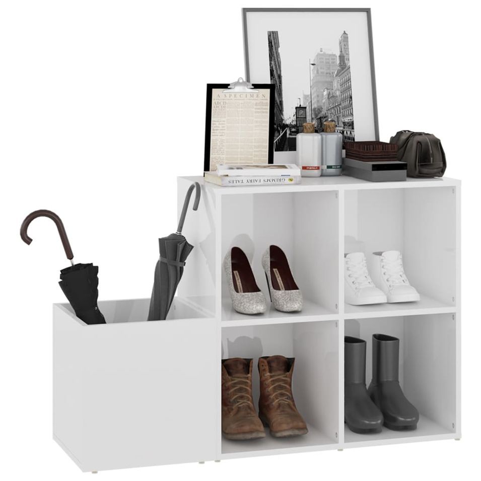Armoire à chaussures Blanc brillant 105x35,5x70 cm - Photo n°1