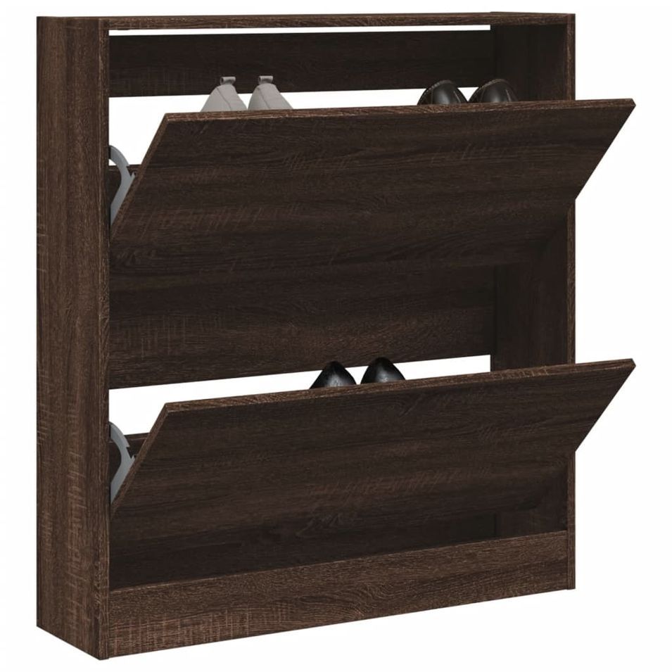 Armoire à chaussures chêne marron 80x21x87,5 cm bois ingénierie - Photo n°1