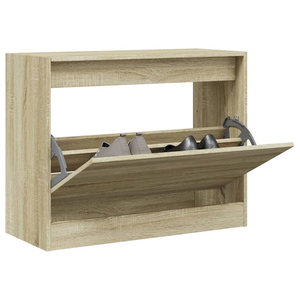 Armoire à chaussures chêne sonoma 80x34x63 cm bois d'ingénierie - Photo n°1