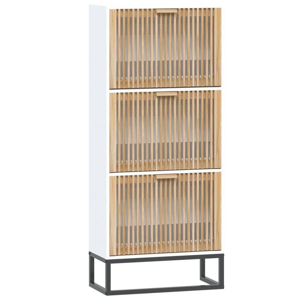 Armoire à chaussures en bois Dekiva L 52 x H 120 cm - Style naturel - Photo n°1