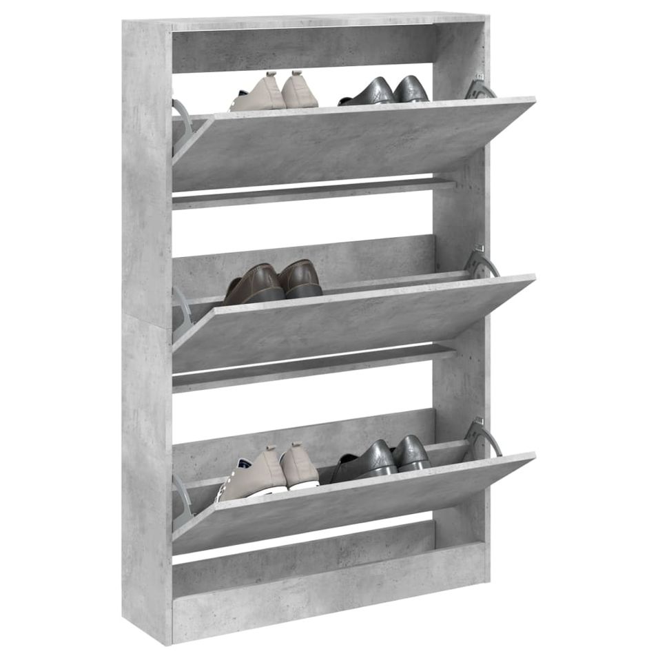 Armoire à chaussures en bois Livio L 80 x H 125 cm – 3 portes rabattables - Photo n°1