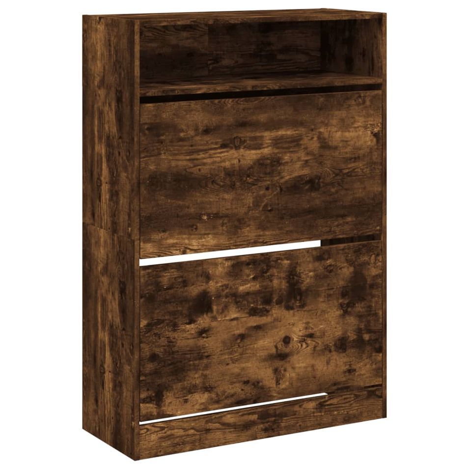 Armoire à chaussures en bois Mano L 80 x H 116 x P 34 cm – 2 portes et 1 niche - Photo n°1
