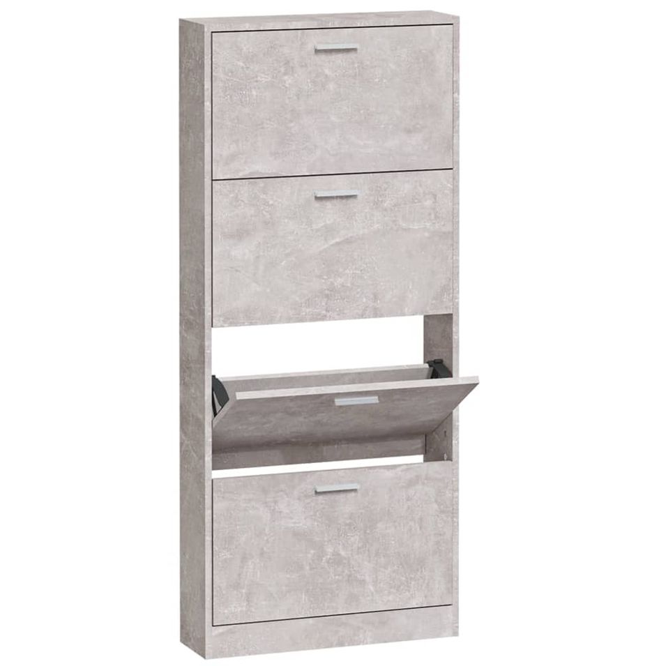 Armoire à chaussures en bois Puerto L 59 x H 150 x P 17 cm – 4 portes rabattables - Photo n°1