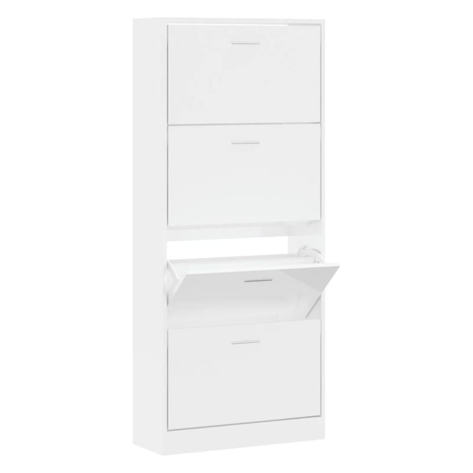 Armoire à chaussures en bois Puerto L 63 x H 147 x P 24 cm – 4 portes rabattables - Photo n°1