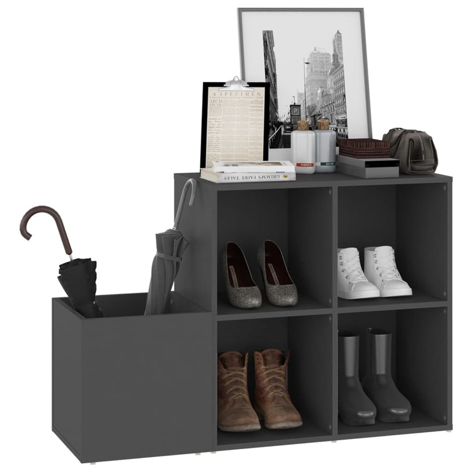 Armoire à chaussures entrée Gris 105x35,5x70 cm - Photo n°1