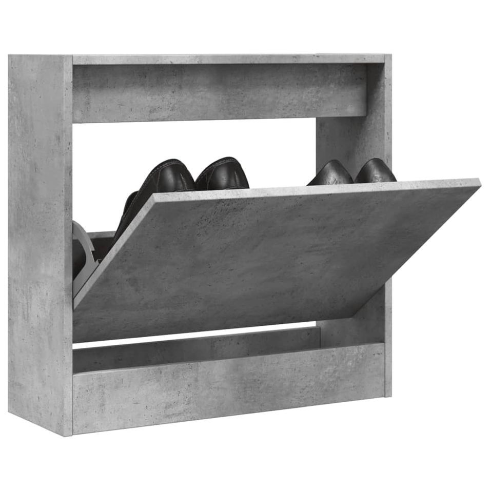 Armoire à chaussures gris béton 60x21x57 cm bois d'ingénierie - Photo n°1