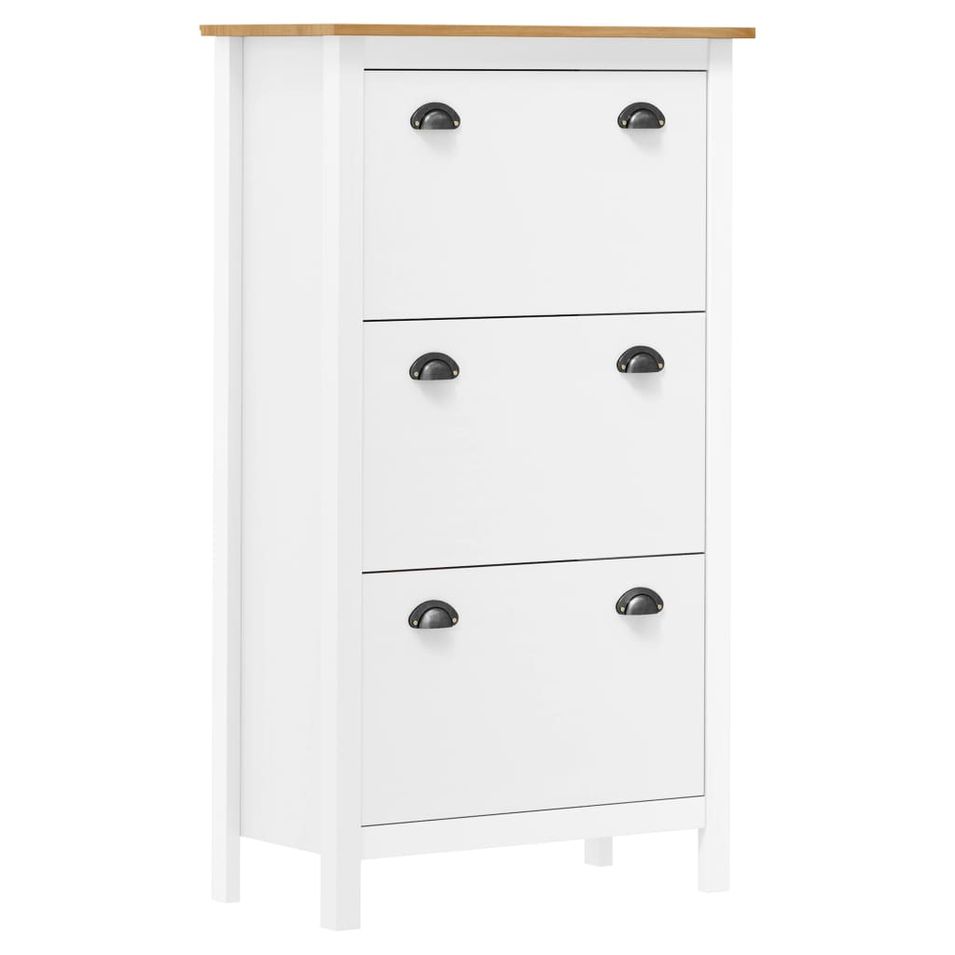 Armoire à chaussures Hill Range Blanc 72x35x124 cm Pin solide 2 - Photo n°1