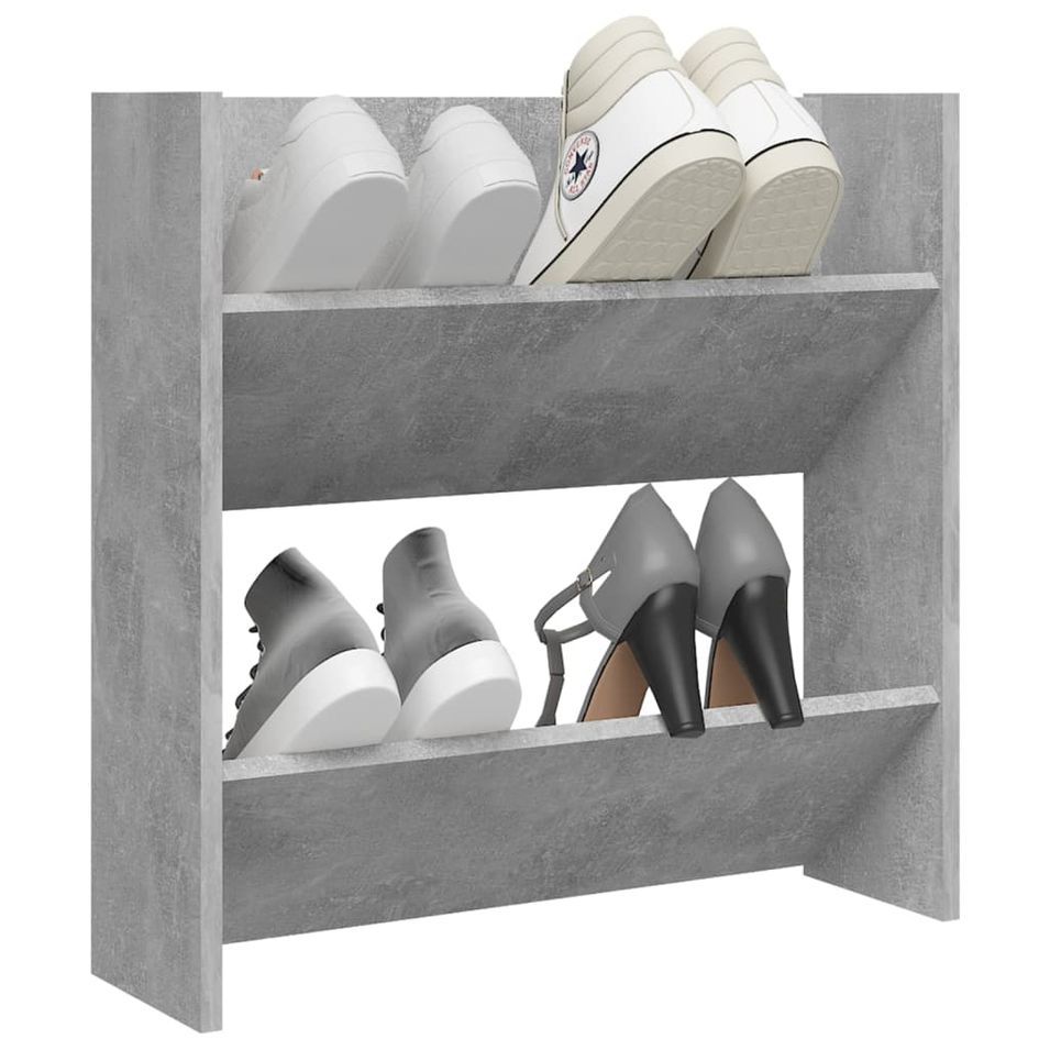 Armoire à chaussures murale Gris béton 60x18x60 cm - Photo n°1