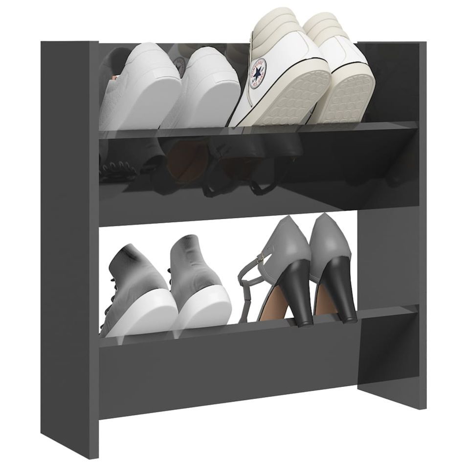 Armoire à chaussures murale Gris brillant 60x18x60 cm - Photo n°1