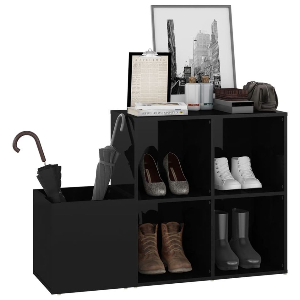Armoire à chaussures Noir brillant 105x35,5x70 cm - Photo n°1