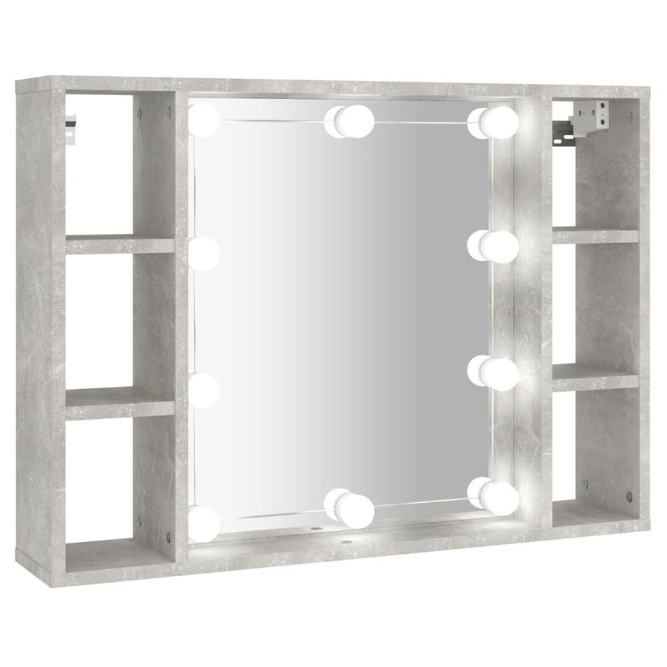 Armoire à miroir avec LED Gris béton 76x15x55 cm - Photo n°1