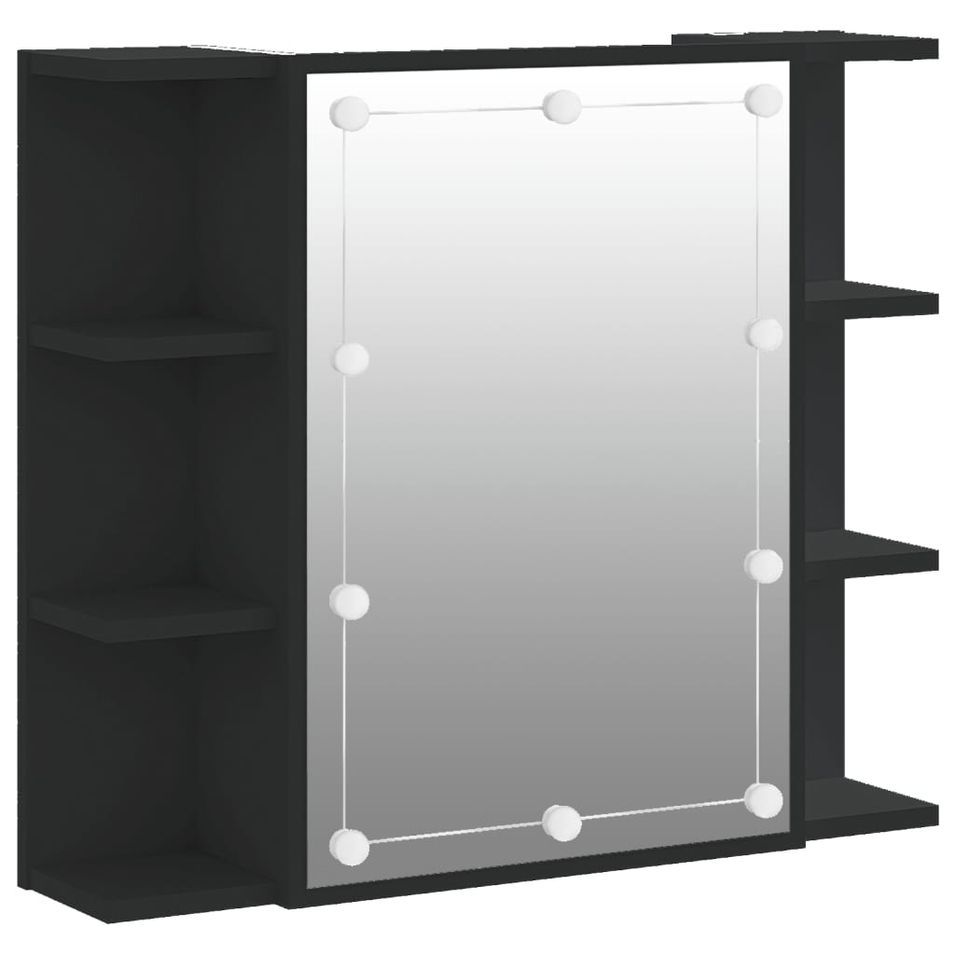 Armoire à miroir avec LED noir 70x16,5x60 cm - Photo n°1