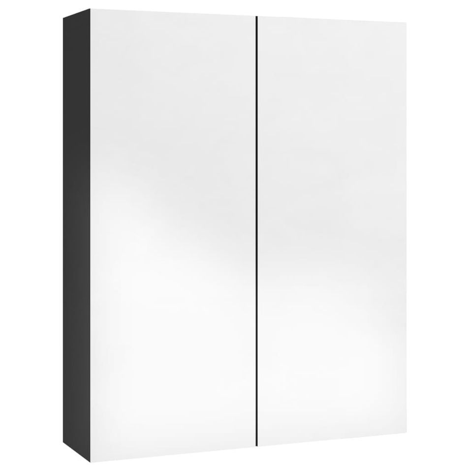 Armoire à miroir de salle de bain 60x15x75 cm MDF Noir brillant - Photo n°1