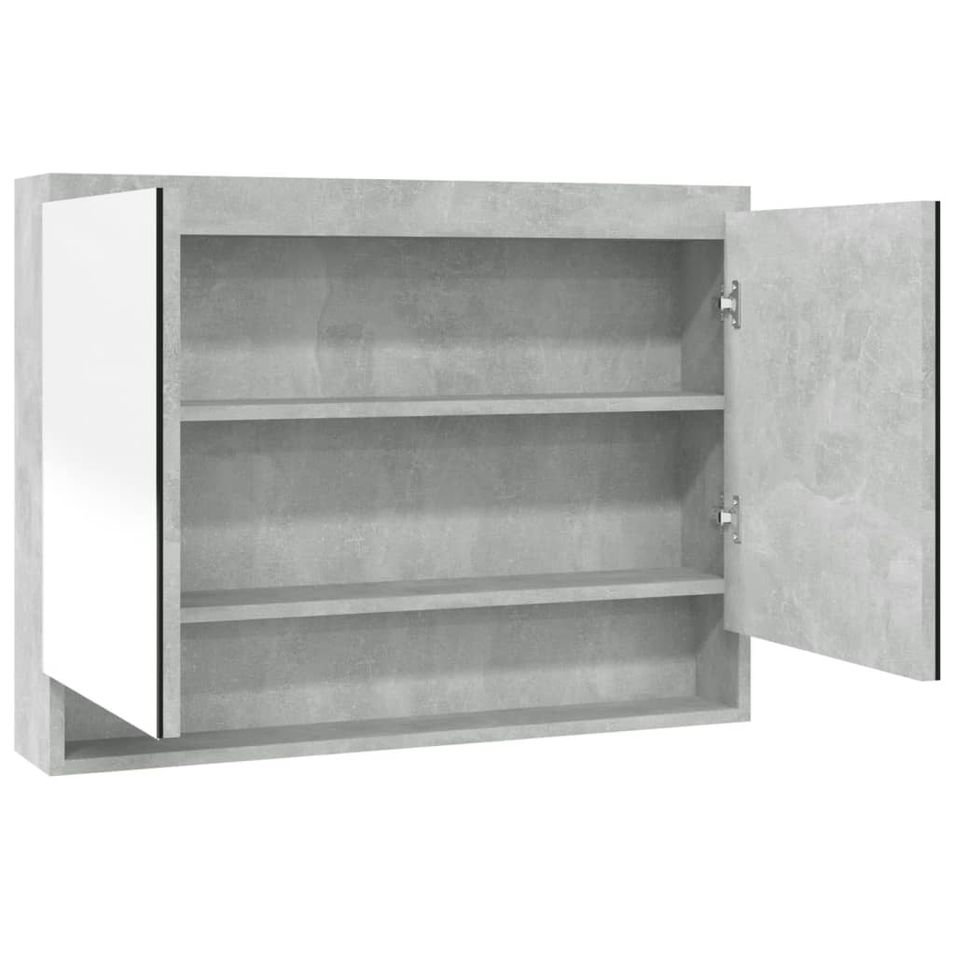 Armoire à miroir de salle de bain 80x15x60 cm MDF Gris béton - Photo n°1