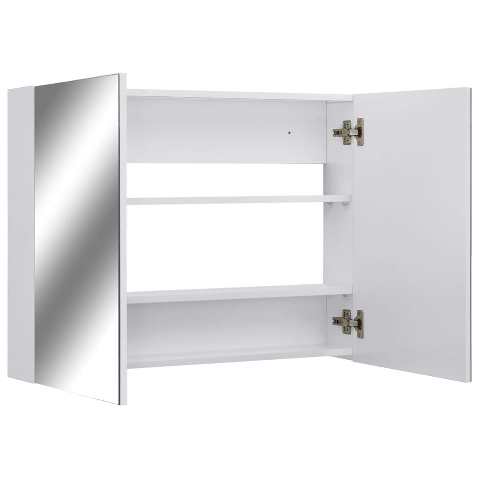 Armoire à miroir de salle de bain Blanc 80x15x60 cm MDF - Photo n°1