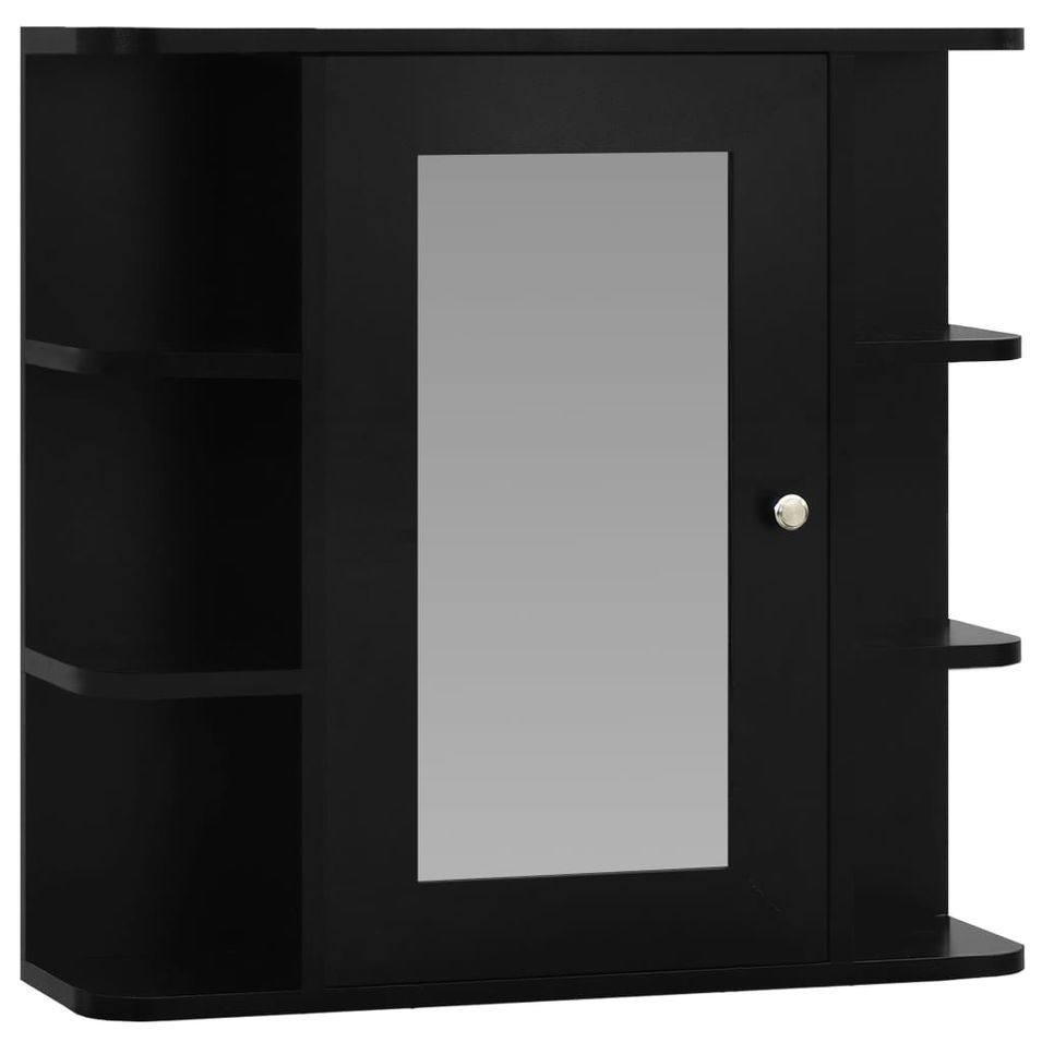 Armoire à miroir de salle de bain Noir 66x17x63 cm MDF - Photo n°1