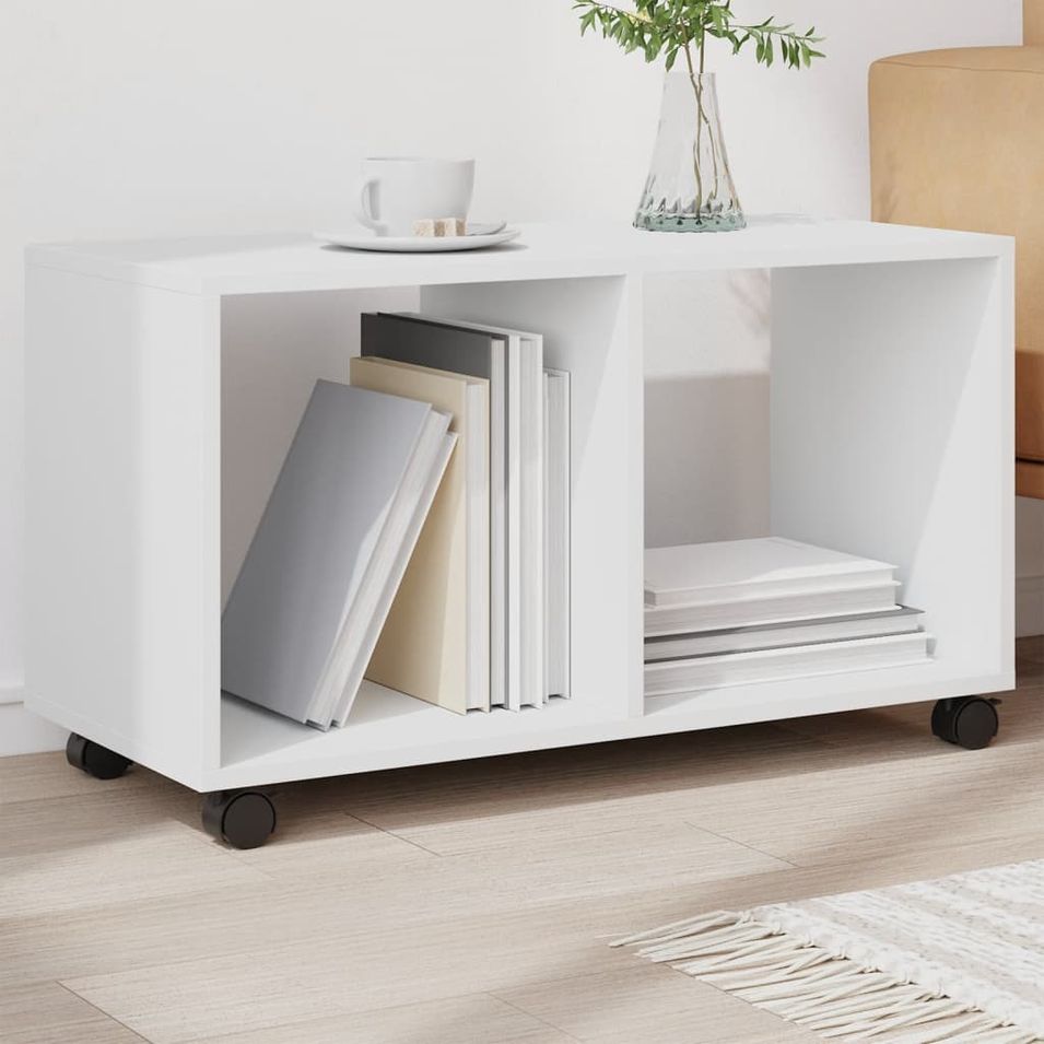 Armoire à roulettes blanc 72x33x42,5 cm bois d'ingénierie - Photo n°1