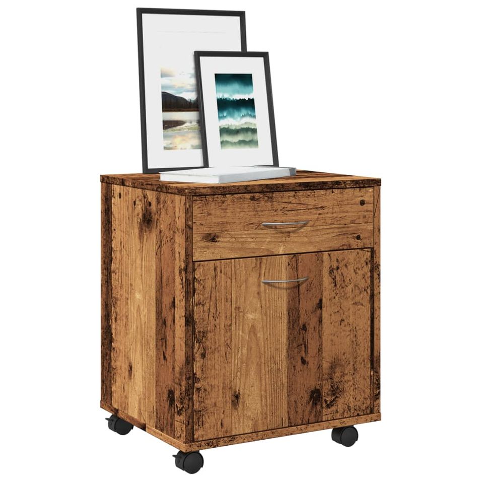 Armoire à roulettes vieux bois 45x38x54 cm bois d'ingénierie - Photo n°1
