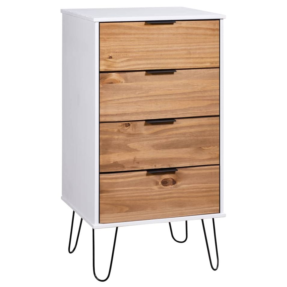 Armoire à tiroir Bois clair et blanc 45x39,5x90,3cm Bois de pin - Photo n°1