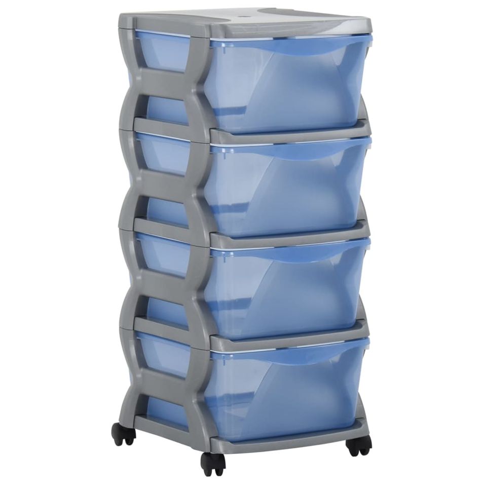 Armoire à tiroirs sur roulettes 36x40x80 cm Gris et bleu - Photo n°1