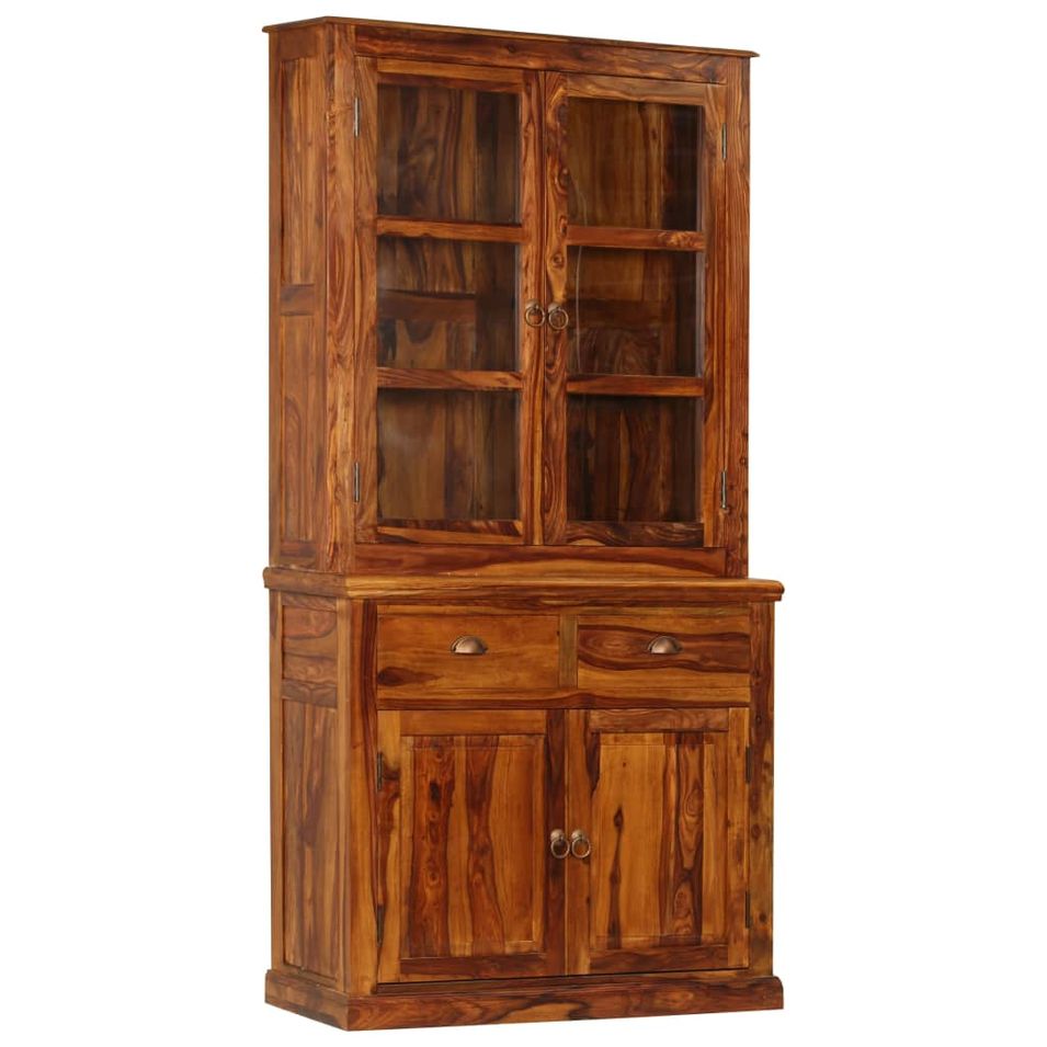 Armoire à vitrine Bois de Sesham massif 100x40x200 cm - Photo n°1