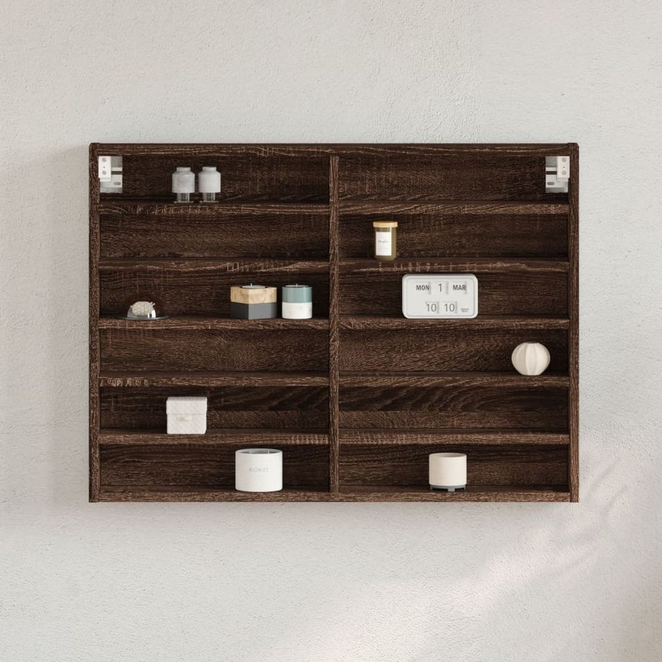 Armoire à vitrine chêne marron 80x8,5x58 cm bois d'ingénierie - Photo n°1