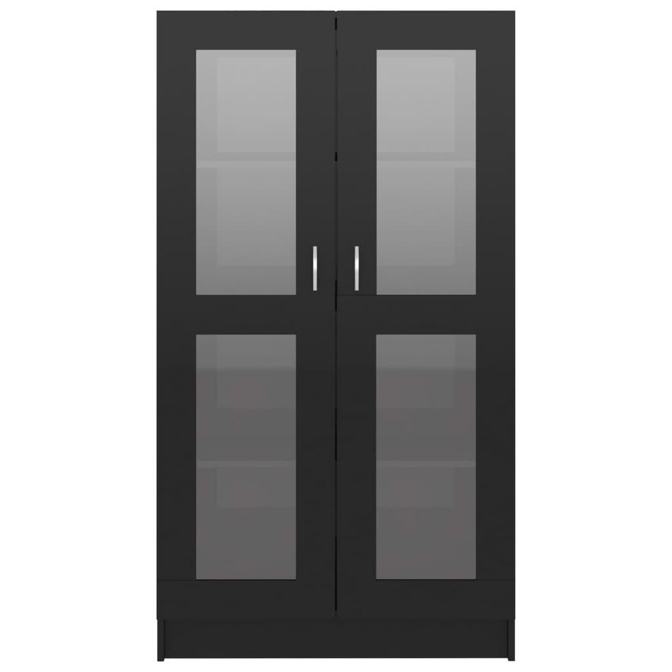 Armoire à vitrine Noir brillant 82,5x30,5x150 cm - Photo n°1