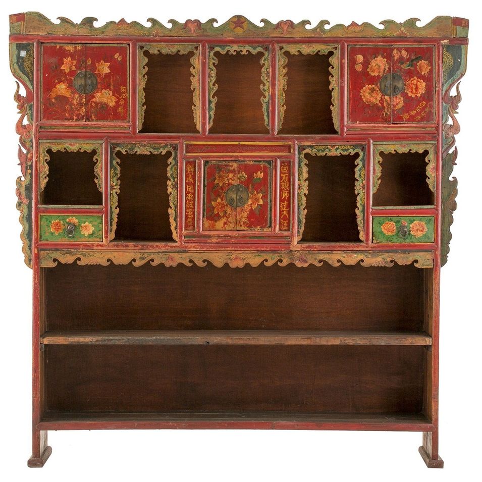 Armoire asiatique bois d'orme multicouleurs Azia - Photo n°1