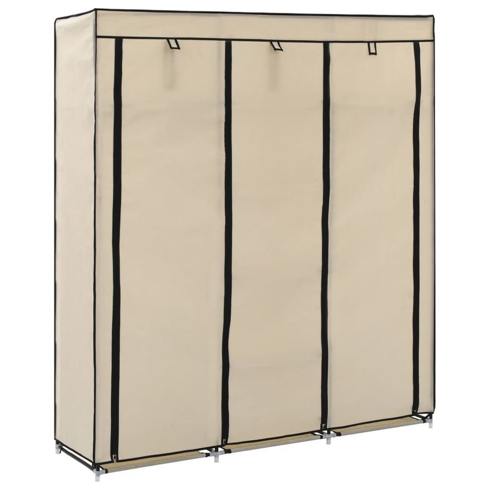 Armoire avec compartiments et barres Crème 150x45x175 cm Tissu - Photo n°1