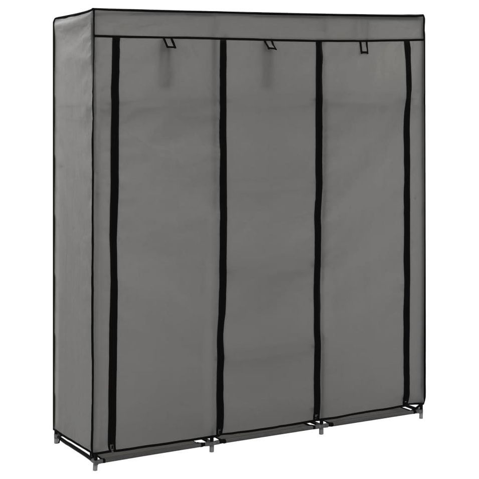 Armoire avec compartiments et barres Gris 150x45x175 cm Tissu - Photo n°1