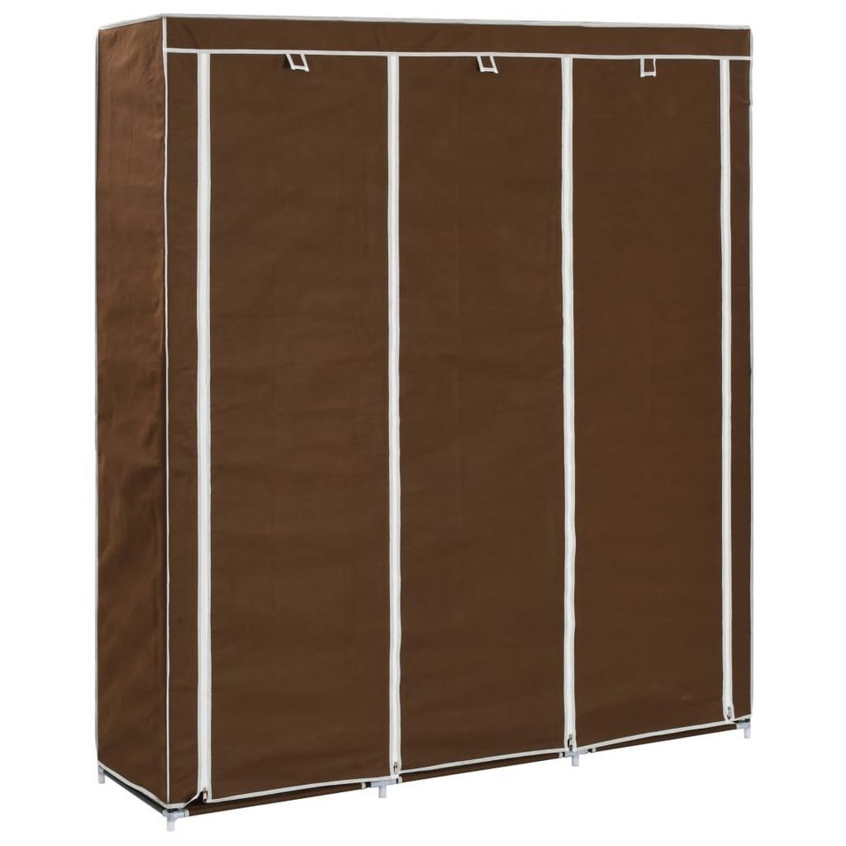Armoire avec compartiments et barres Marron 150x45x175 cm Tissu - Photo n°1