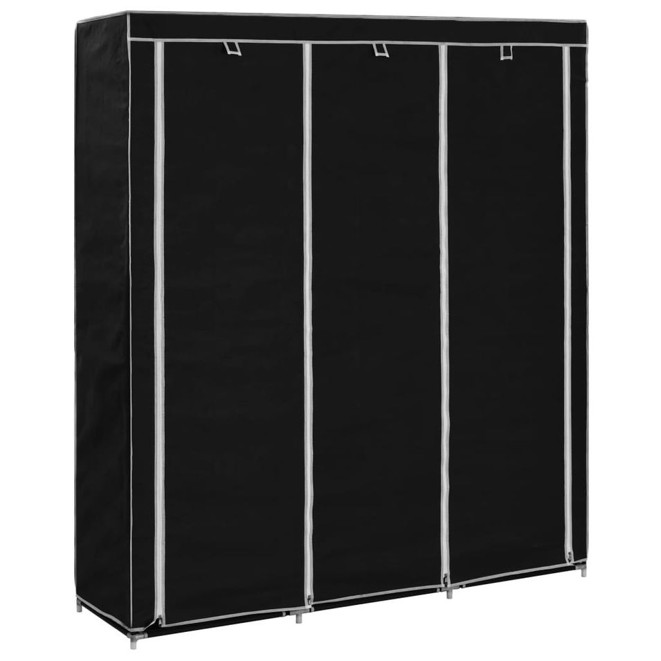 Armoire avec compartiments et barres Noir 150x45x175 cm Tissu - Photo n°1