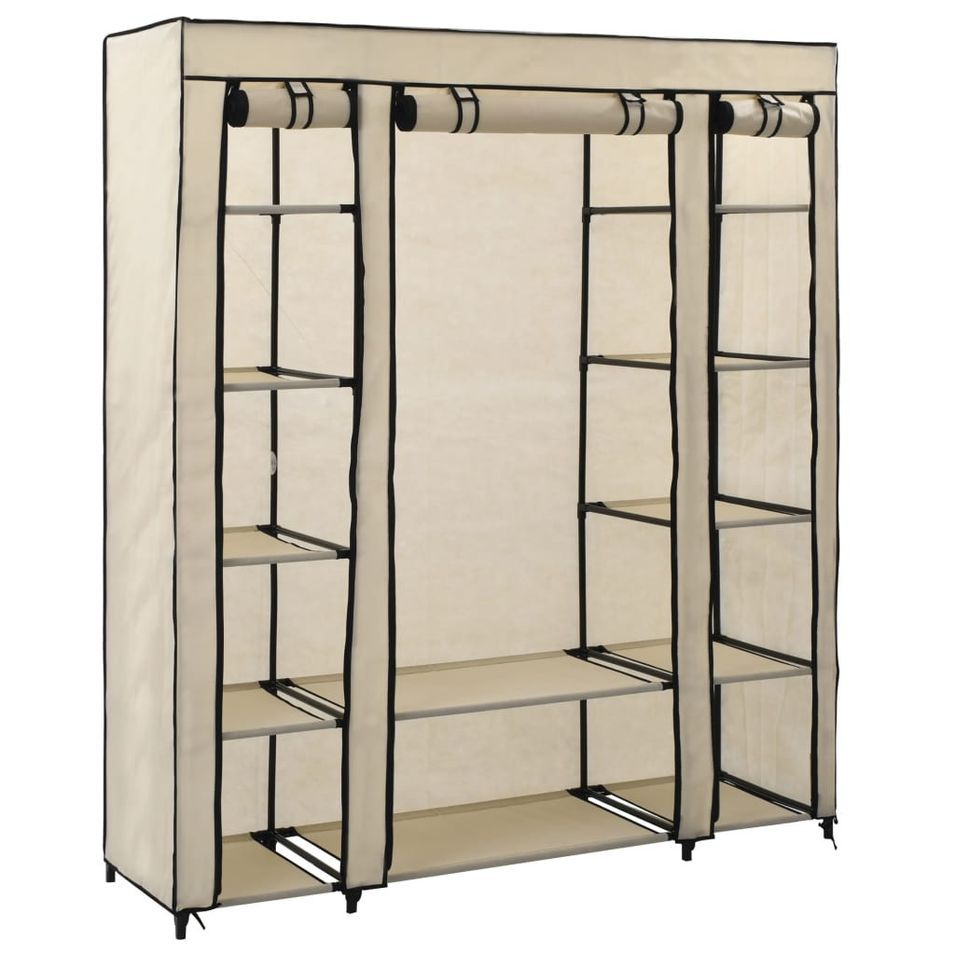 Armoire avec compartiments et tiges Crème 150x45x176 cm Tissu - Photo n°1