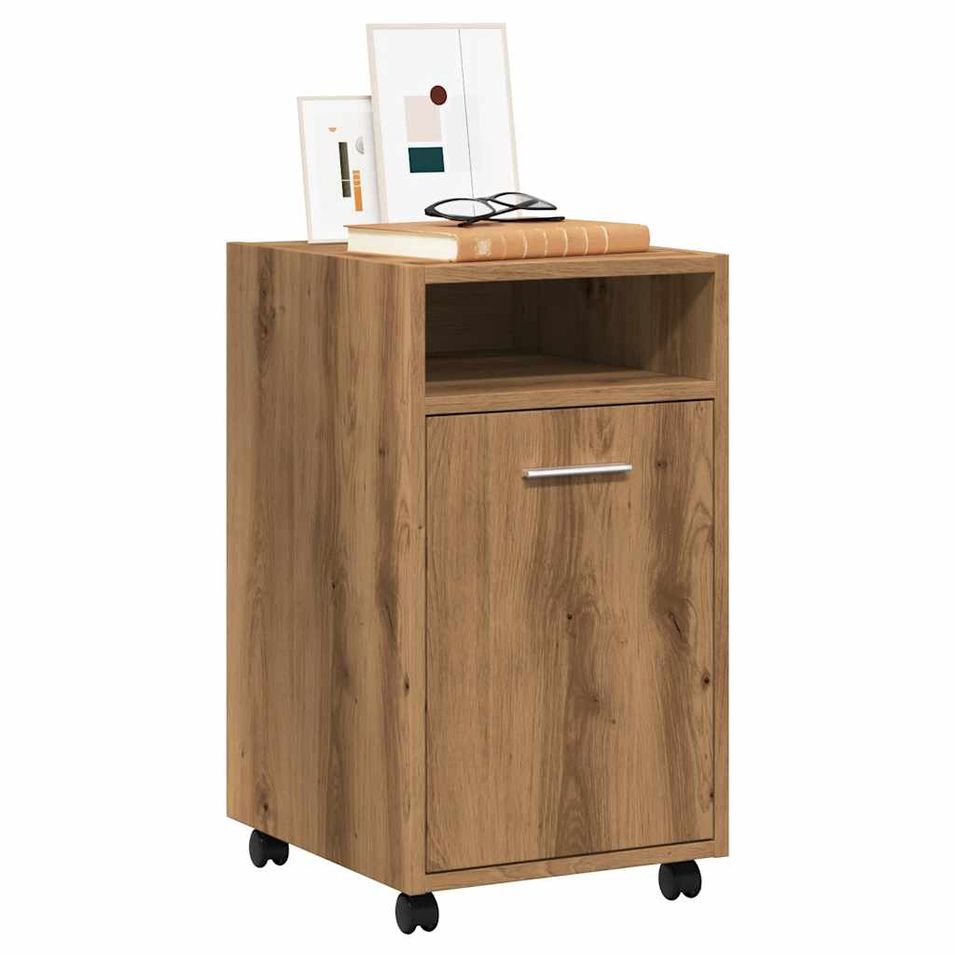 Armoire avec roues chêne artisanal 33x38x60cm bois d'ingénierie - Photo n°1
