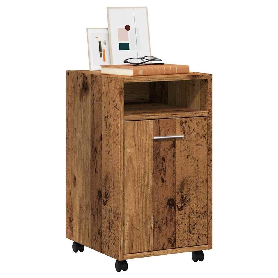 Armoire avec roues vieux bois 33x38x60 cm bois d'ingénierie - Photo n°1