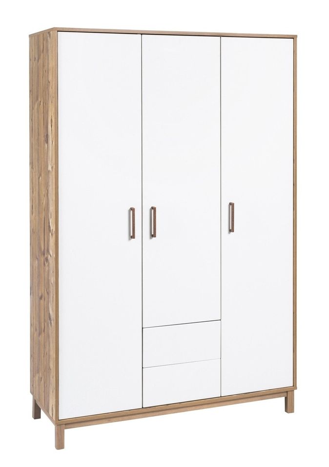 Armoire bébé 2 portes 2 tiroirs bois foncé et blanc Timber - Photo n°1