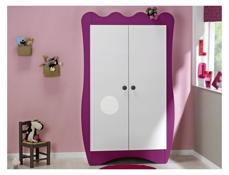 Armoire bébé 2 portes blanc et prune Doudou - Photo n°1