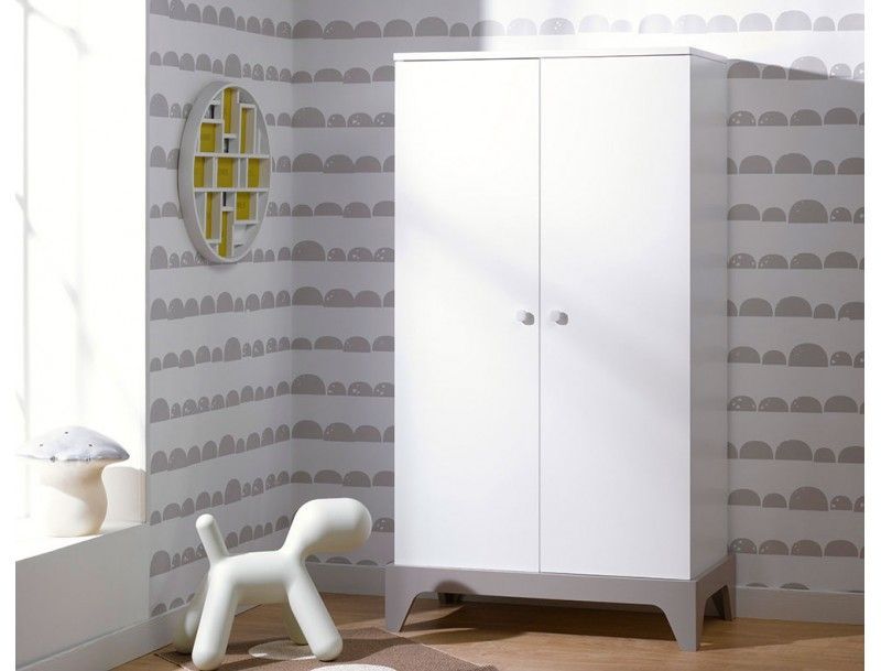 Armoire bébé 2 portes blanche et grise Paris - Photo n°1